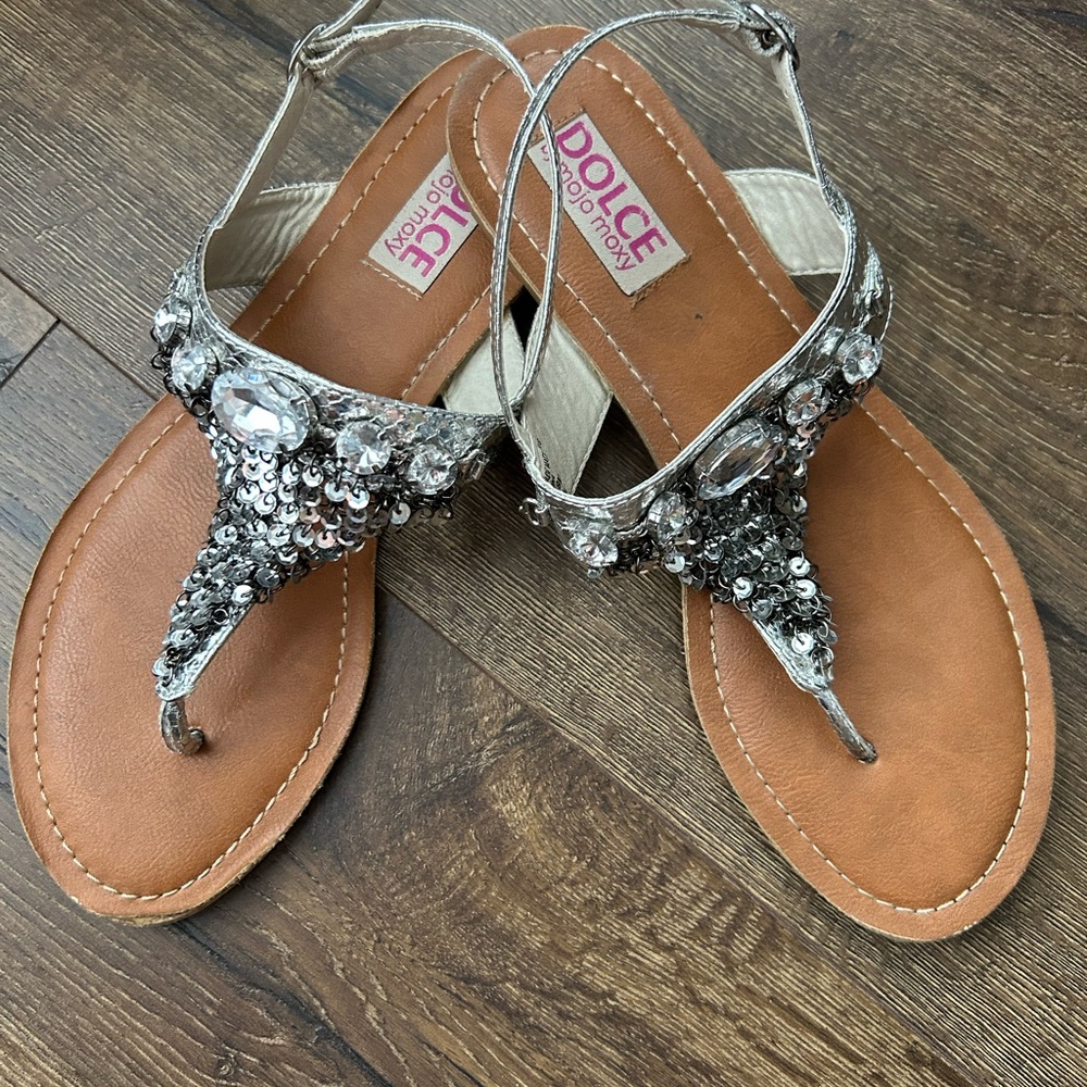 LADIES SILVER EMBELLISHED SANDALS